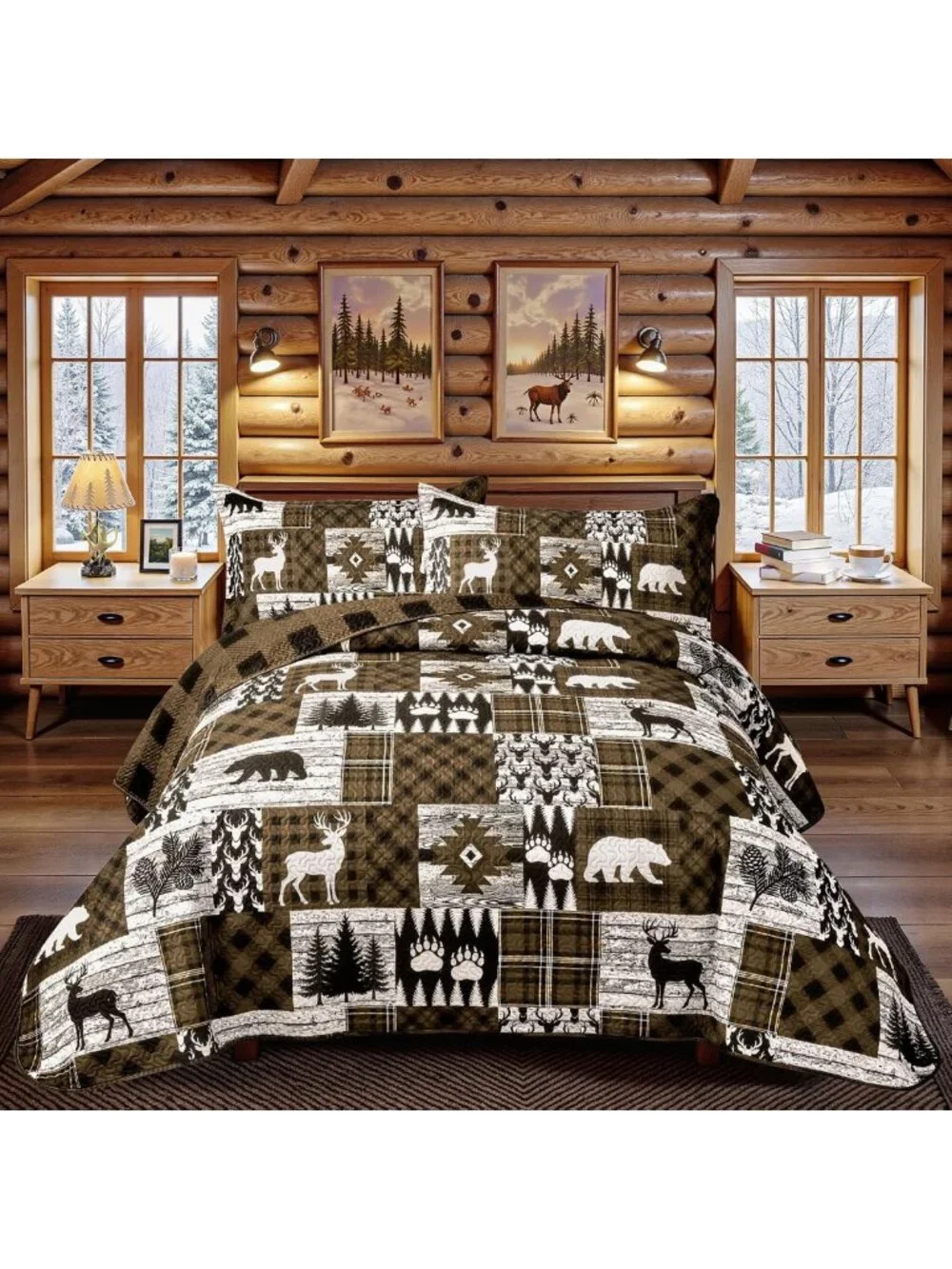 Cozy 3-Piece Farmhouse Quilt Set - Reversible Lightweight Bedspread & Shams